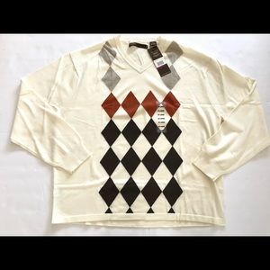 NWT Perry Ellis Argyle v neck 2XL sweater